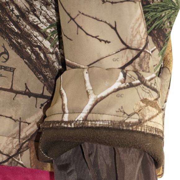 Realtree Womens XL Camo Softshell Jacket Pink Lining Zip Pockets Outdoor Hunting - Picture 6 of 6
